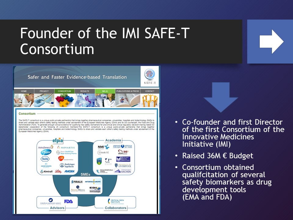 Founder of the IMI SAFE-T Consortium 